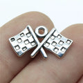 22x12mm 1.6g Antique Silver Zinc Alloy Racing Flag Charm Pendant for DIY Sports Jewelry Making