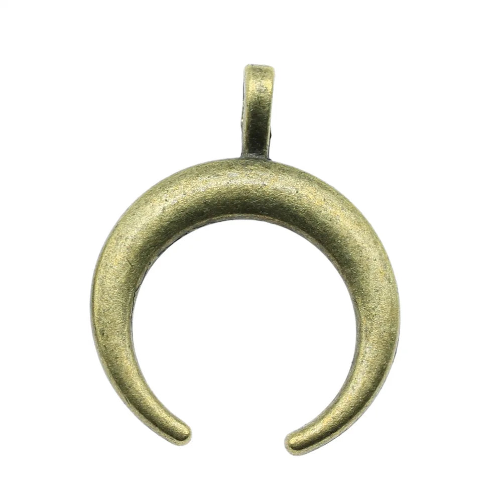33x26mm 3g Multicolor Zinc Alloy Horn Crescent Charm Pendant for DIY Necklace Bracelet Making