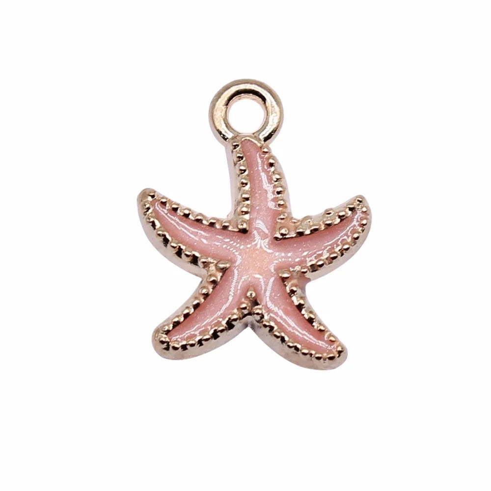 18x15mm 1.2g Multicolor Zinc Alloy Starfish Charm Pendant for DIY Jewelry and Clothing Accessories