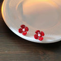 Original Design Acrylic Flower Stud Earrings With Silver Plated Pins Elegant Chinese Style Jewelry