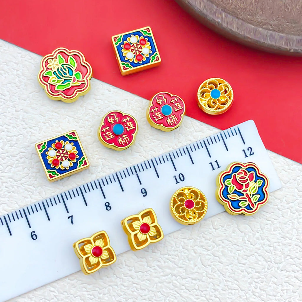 Sand Gold Zinc Alloy Lotus Peach Blossom Spacer Beads for DIY Bracelet Necklace Jewelry