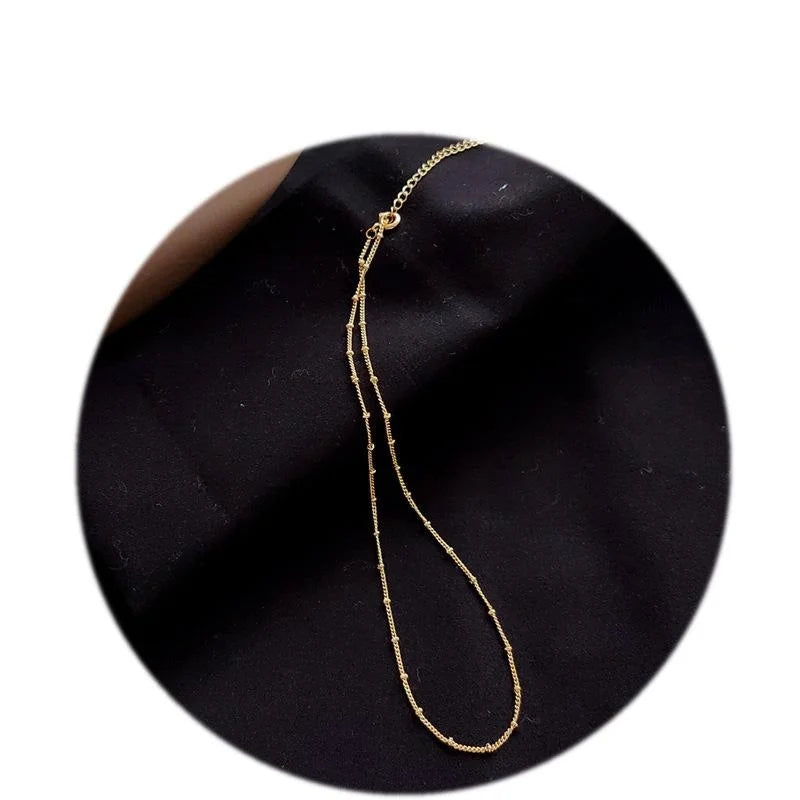 14K Gold Plated Copper Geometric Chain Necklace Korean Minimalist Clavicle Choker