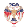 Elegant 250th Anniversary Eagle Enamel Rhinestone Brooch, Patriotic American Flag Lapel Pin Suit Accessory