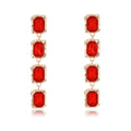 Elegant Four-Tier Rectangular Crystal Drop Earrings, Gold Alloy Rhinestone Dangle Jewelry For Wedding Party Gift