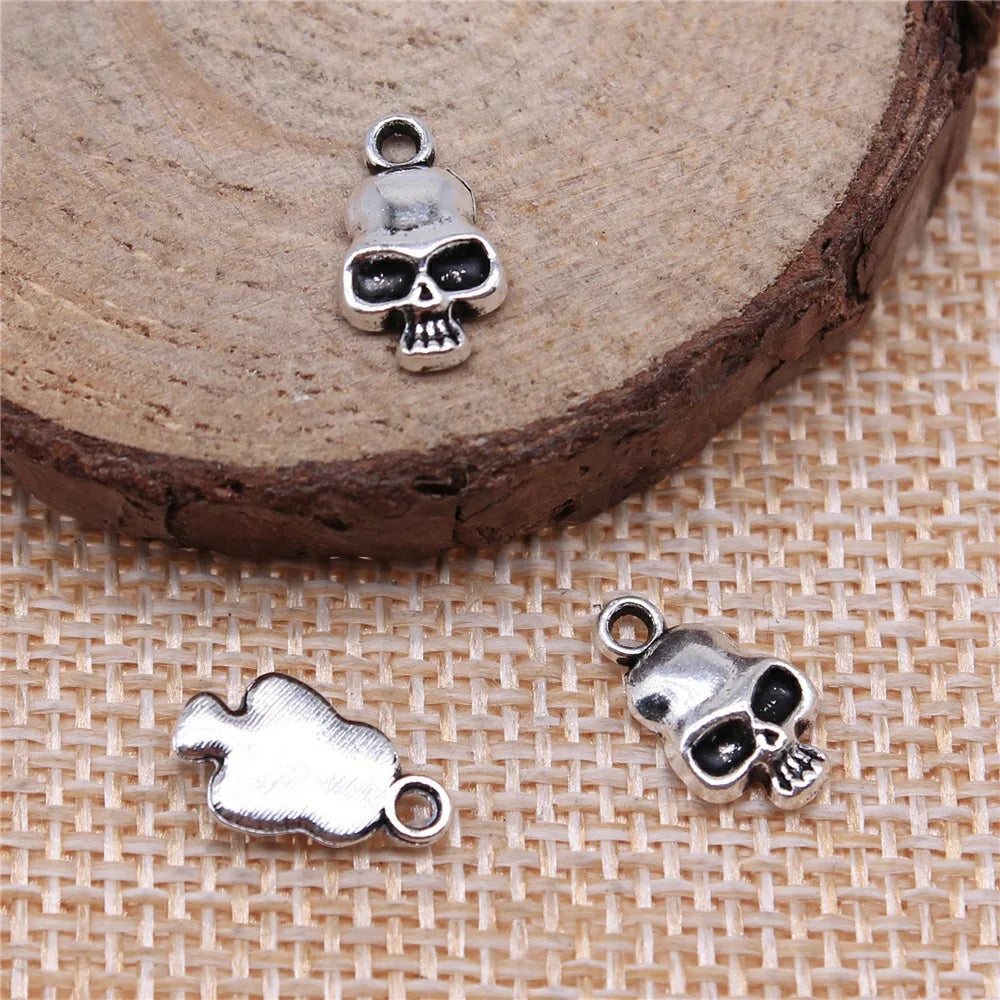 13x7mm 0.7g Multi-Color Zinc Alloy Skull Charm Pendant for DIY Bracelet Necklace Jewelry Making