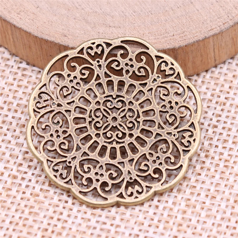 32x32mm 3.9g Multicolor zinc alloy Hollow Flower Filigree charm pendant for DIY earrings necklace