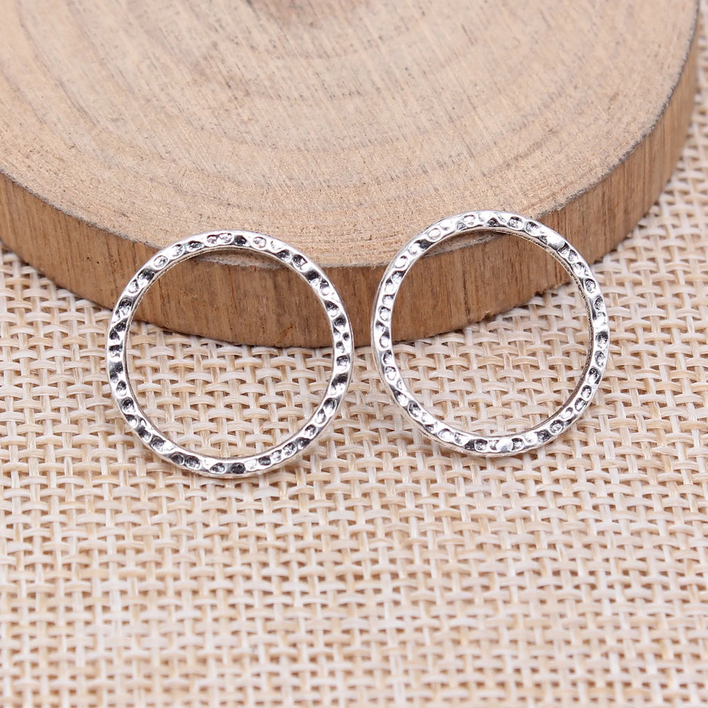 19x19mm 0.72g Multicolor Zinc Alloy Hammered Round Ring Charm Pendant for DIY Jewelry Making