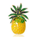 Luxury Enamel Pineapple Brooch With Rhinestone Leaves, Gold Alloy Fruit Lapel Pin Corsage Gift