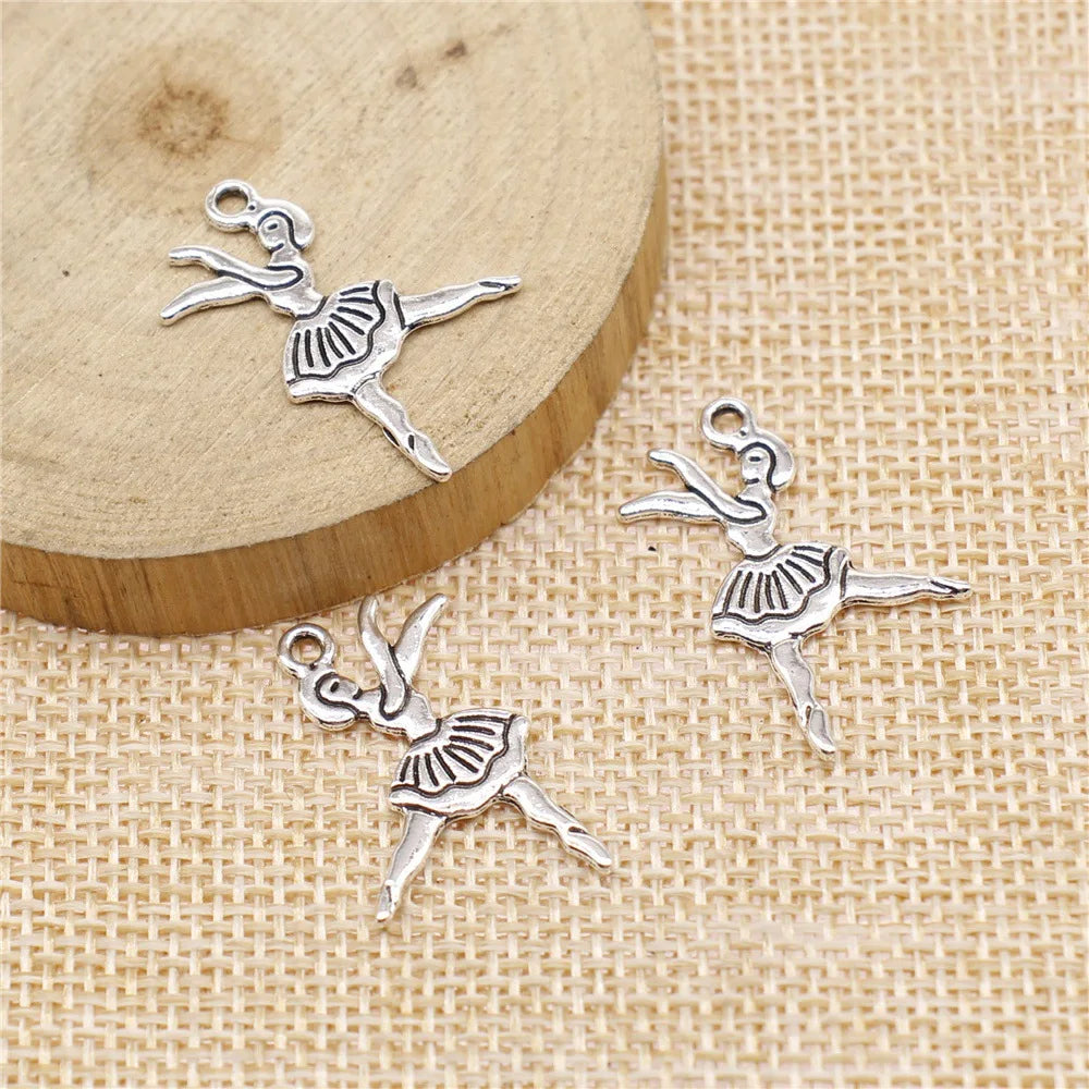 18x28mm 1g Multicolor Zinc Alloy Ballet Dancer Charm Pendant for DIY Jewelry Making