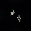 Micro Pave Zircon Snake Stud Earrings Silver Plated Copper Minimalist Luxury Animal Jewelry