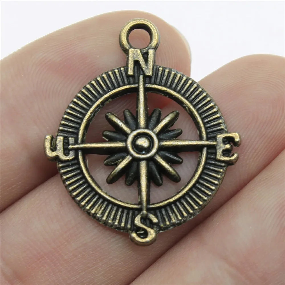 24mm 2.8g Multicolor Zinc Alloy Compass Charm Pendant for DIY Necklace Bracelet Jewelry Making