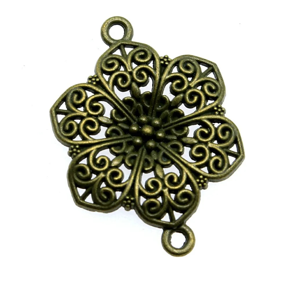 40x28mm 3.5g Multicolor Zinc Alloy Flower Connector Charm for DIY Earrings Bracelet Jewelry Making