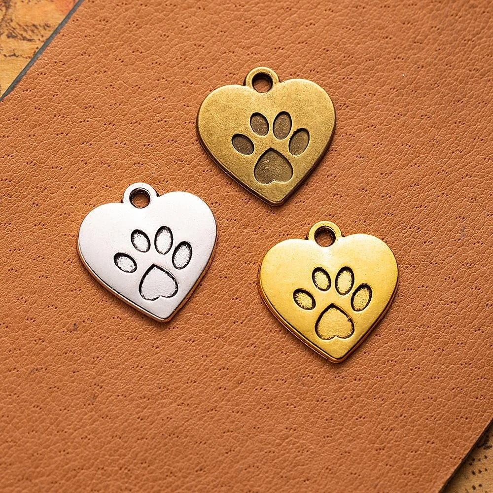 19x18MM Zinc Alloy Cat Dog Heart Charm Pendant for DIY Necklace Bracelet Jewelry Making