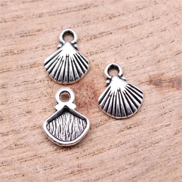 12x9mm 0.5g Antique Silver Zinc Alloy Shell Charm Pendant for DIY Ocean Theme Jewelry Making