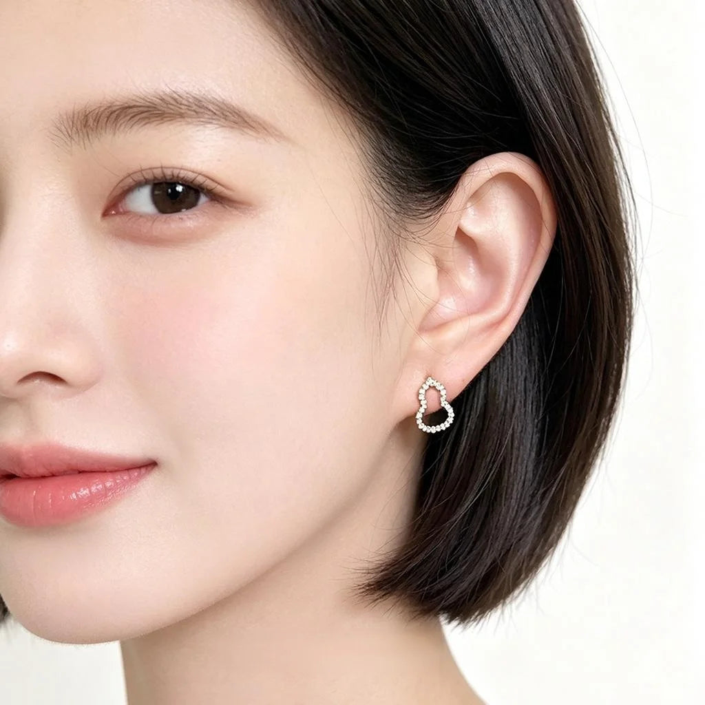 Light Luxury Micro Pave Zircon Copper Gourd Stud Earrings For Women Minimalist Geometric Jewelry
