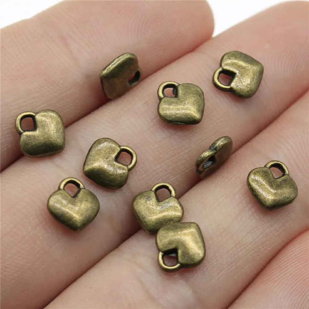8x7mm 0.4g Multicolor Zinc Alloy Small Heart Charm Pendant for DIY Bracelet Necklace Jewelry Making