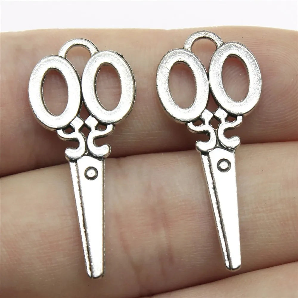 34x15mm 1.6g Multicolor Zinc Alloy Scissors Charm Pendant for DIY Sewing Theme Jewelry Making