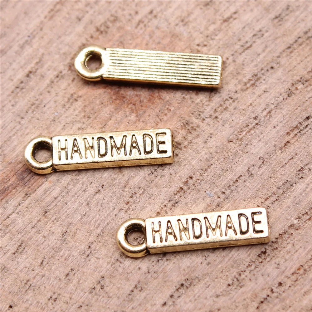 15x4mm 0.5g Antique Gold Zinc Alloy handmade Letter Charm Pendant for DIY Jewelry Making