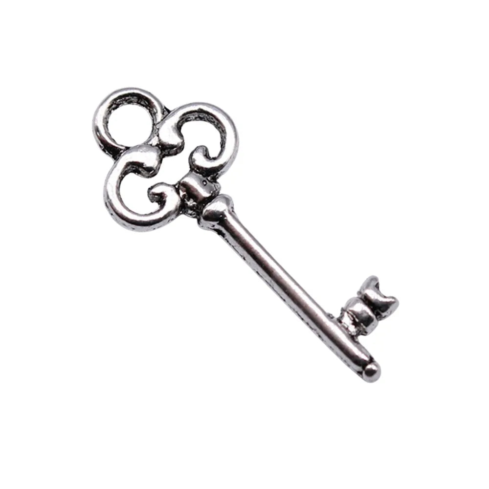 21x9mm 0.5g Antique Silver Zinc Alloy Key Charm Pendant for DIY Bracelet Necklace Jewelry Making