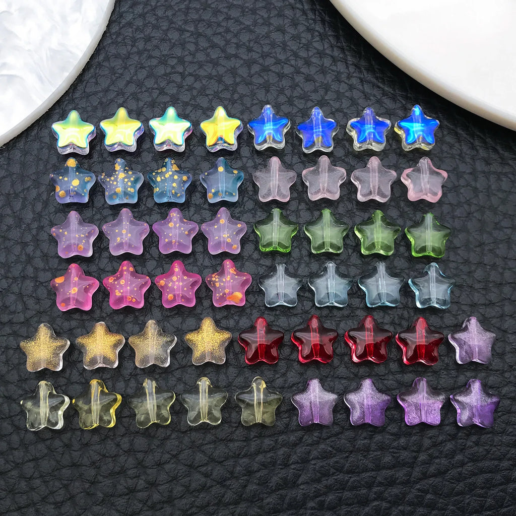 Gradient Glass Five Point Star Loose Spacer Beads for DIY Bracelet Pendant Jewelry