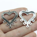 33x29mm 2g Multicolor Zinc Alloy Heart Earring Connector Charms for DIY Earrings and Jewelry Making