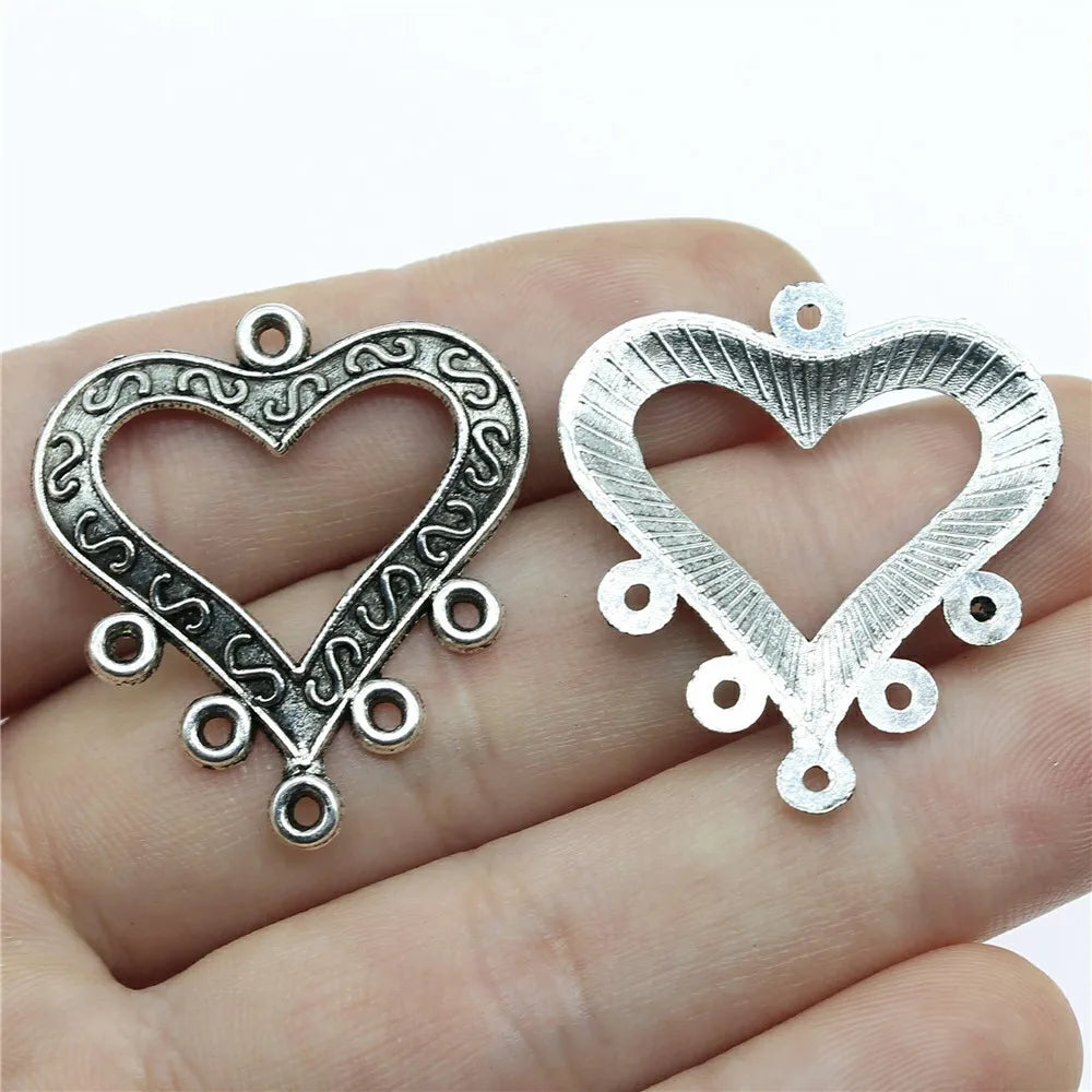 33x29mm 2g Multicolor Zinc Alloy Heart Earring Connector Charms for DIY Earrings and Jewelry Making