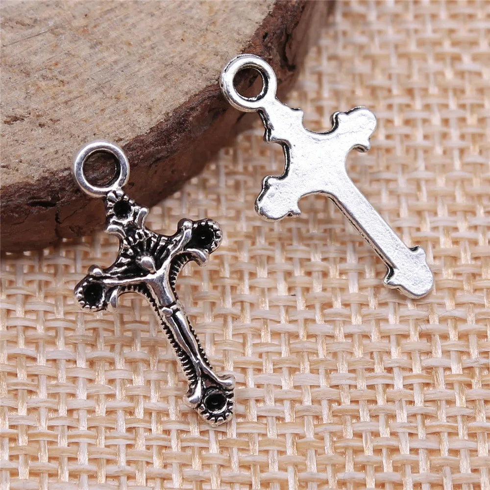 22x11mm 0.6g Antique Silver Zinc Alloy Cross Charm Pendant for DIY Bracelet Necklace Jewelry Making