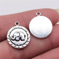 16x19mm 2.3g Antique Silver Zinc Alloy Round Elephant Charm Pendant for DIY Necklace Jewelry Making