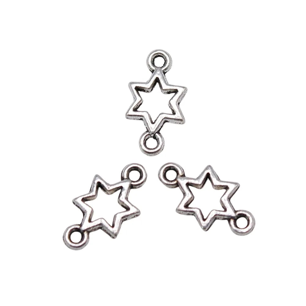 5x10mm 0.2g Antique Silver Zinc Alloy Five-Point Star Connector Charm for DIY Jewelry Making