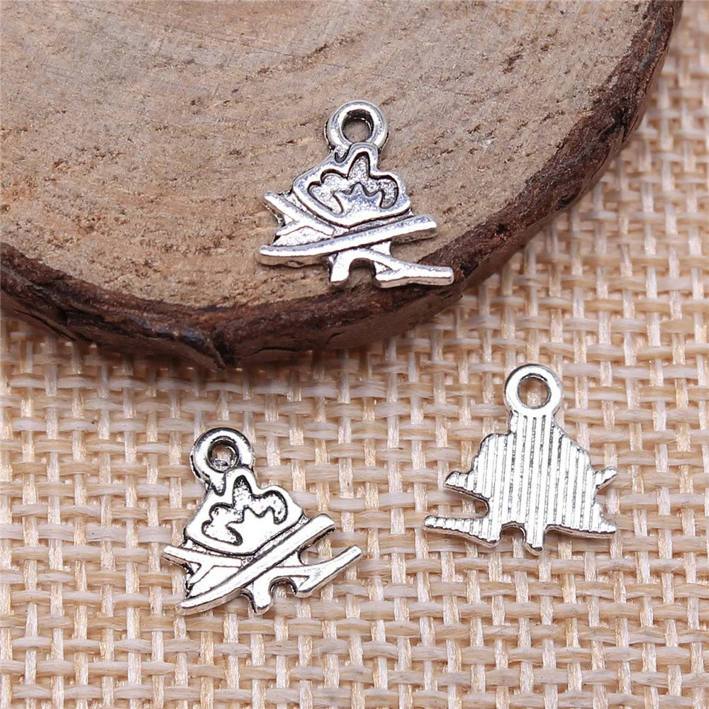 11x11mm 0.4g Antique Silver Zinc Alloy Campfire Charm Pendant for DIY Necklace Bracelet Jewelry Making