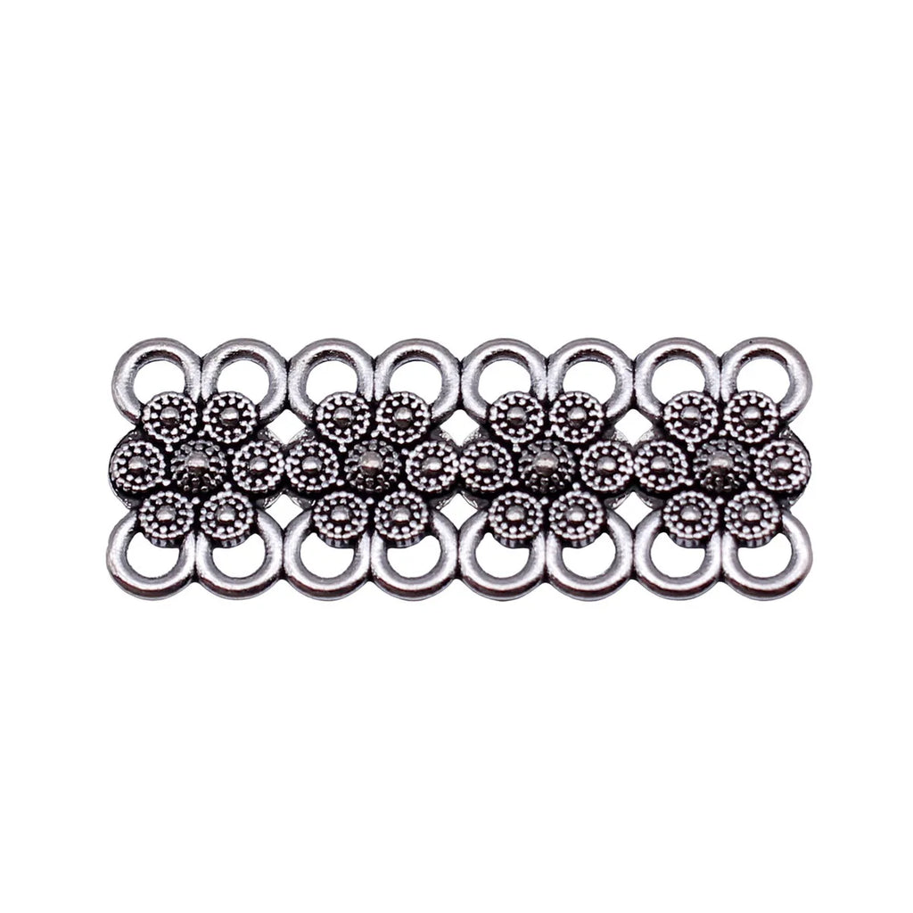 39x15mm 2.5g Antique Silver Zinc Alloy Flower Multi Hole Connector Charm for DIY Bracelet Making