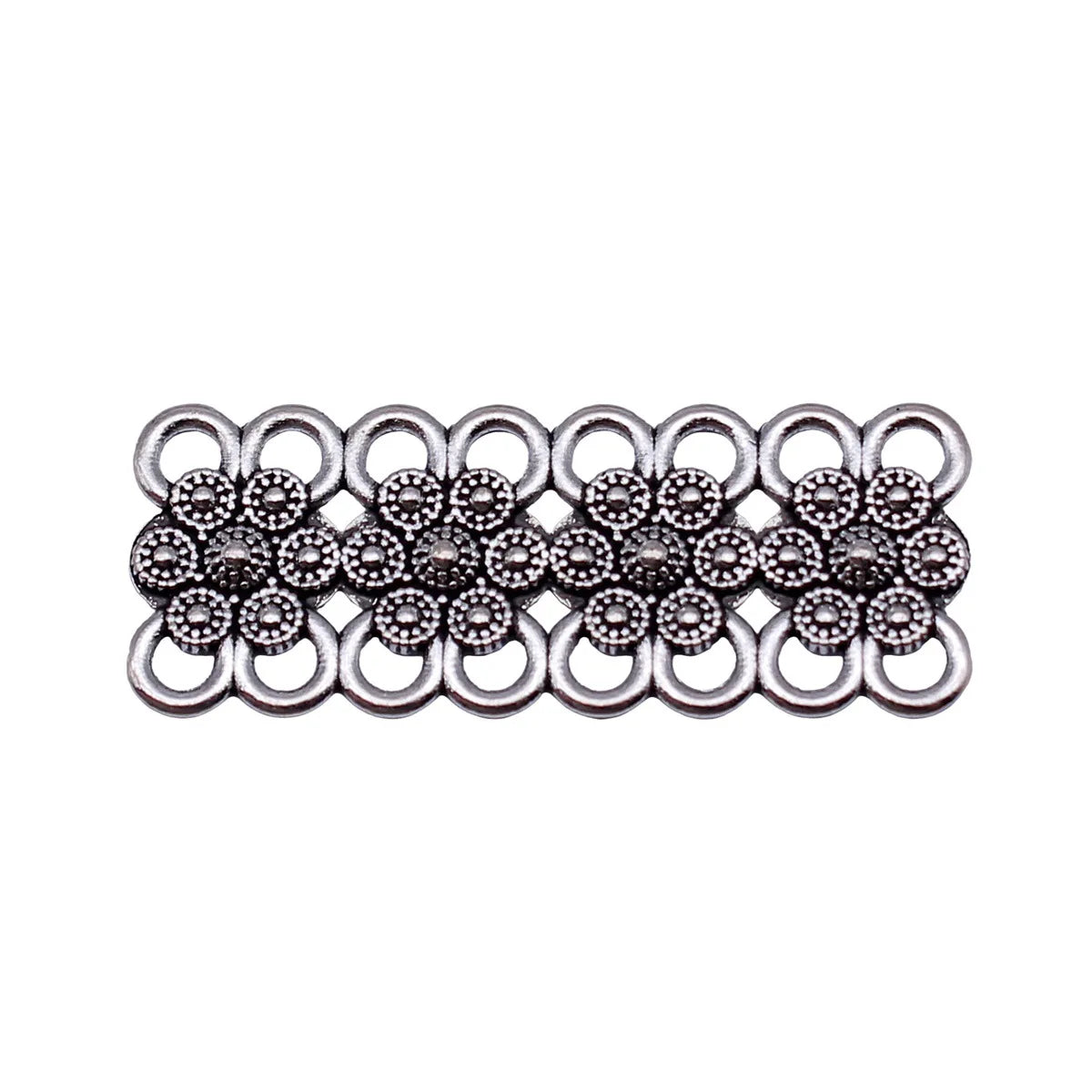 39x15mm 2.5g Antique Silver Zinc Alloy Flower Multi Hole Connector Charm for DIY Bracelet Making