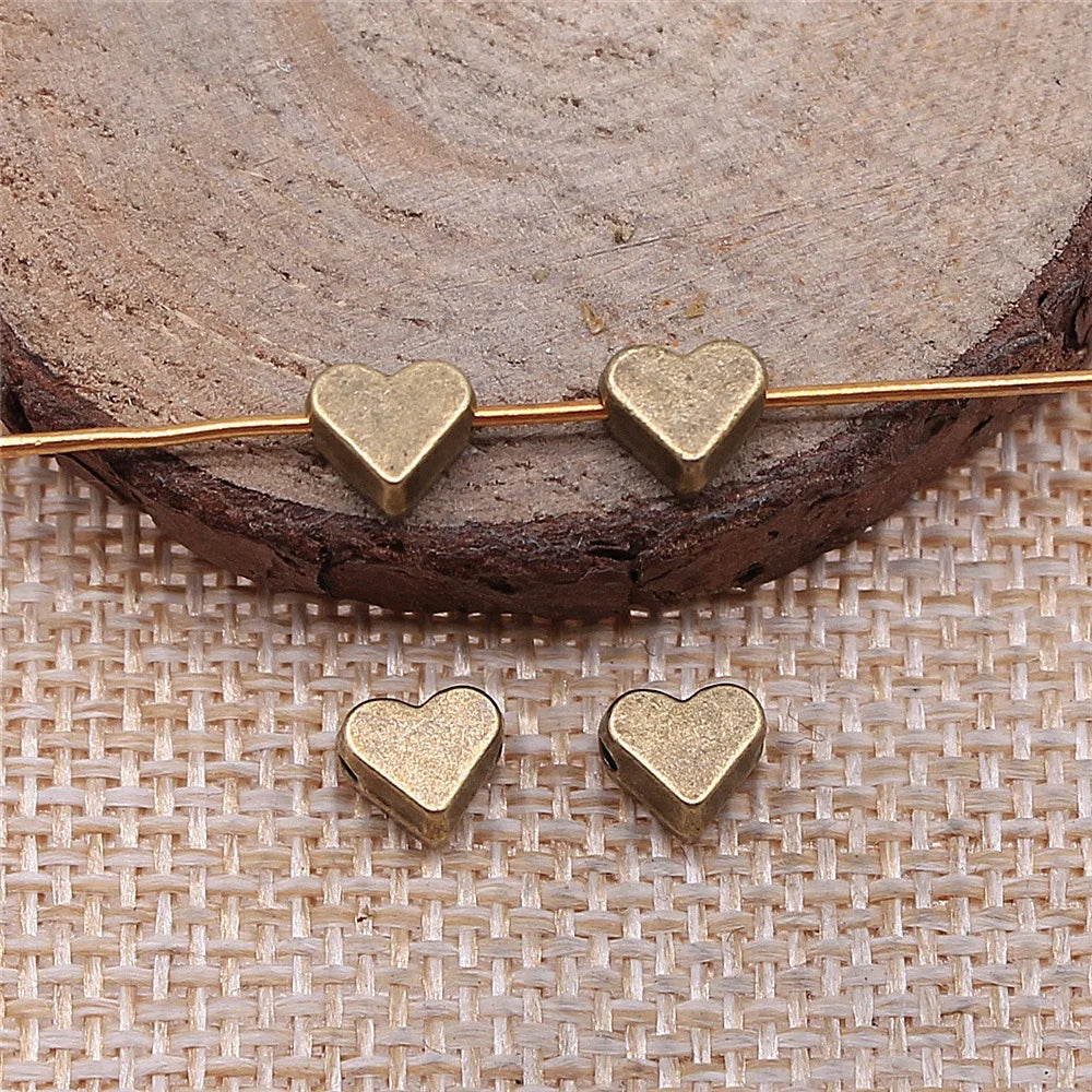 6x7mm 0.6g Multicolor Zinc Alloy Heart Loose Metal Beads for DIY Bracelet Necklace Making