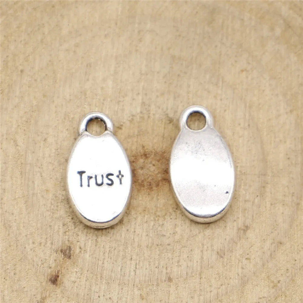15x8mm 1.4g Multicolor Zinc Alloy Trust Word Letter Charm Pendant for DIY Bracelet Necklace Jewelry Making