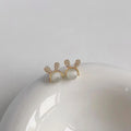 Sweet 14K Gold Plated Copper Rabbit Stud Earrings With Glass Cat Eye Stone And Micro Pave Zircon