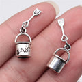 28x9mm 2g Antique Silver Zinc Alloy Beach Bucket and Shovel Charm Pendant for DIY Jewelry Making