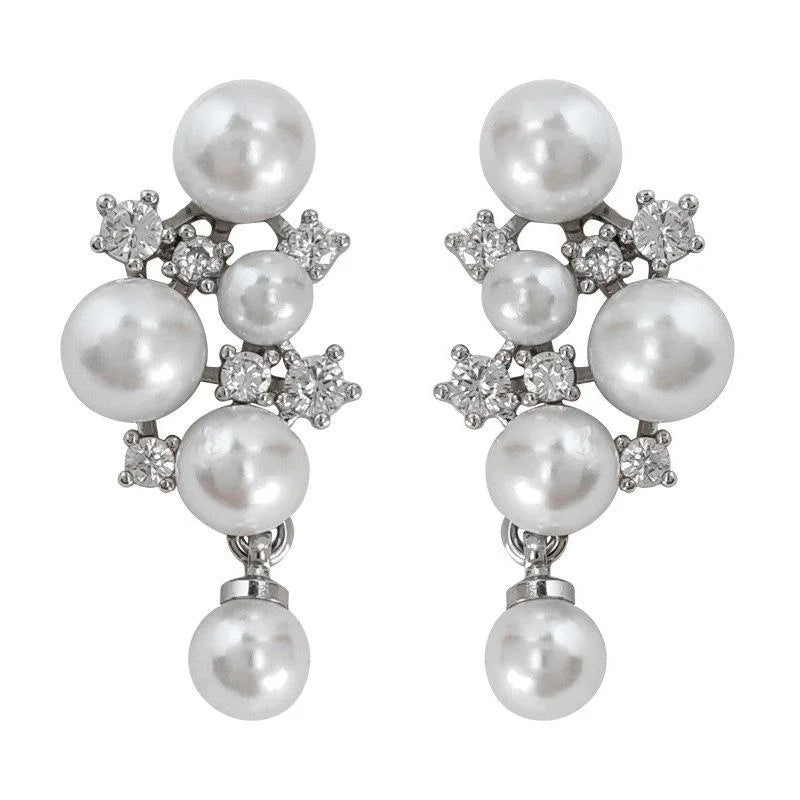 Copper Pearl Tassel Drop Earrings Geometric Luxury Fashion Jewelry