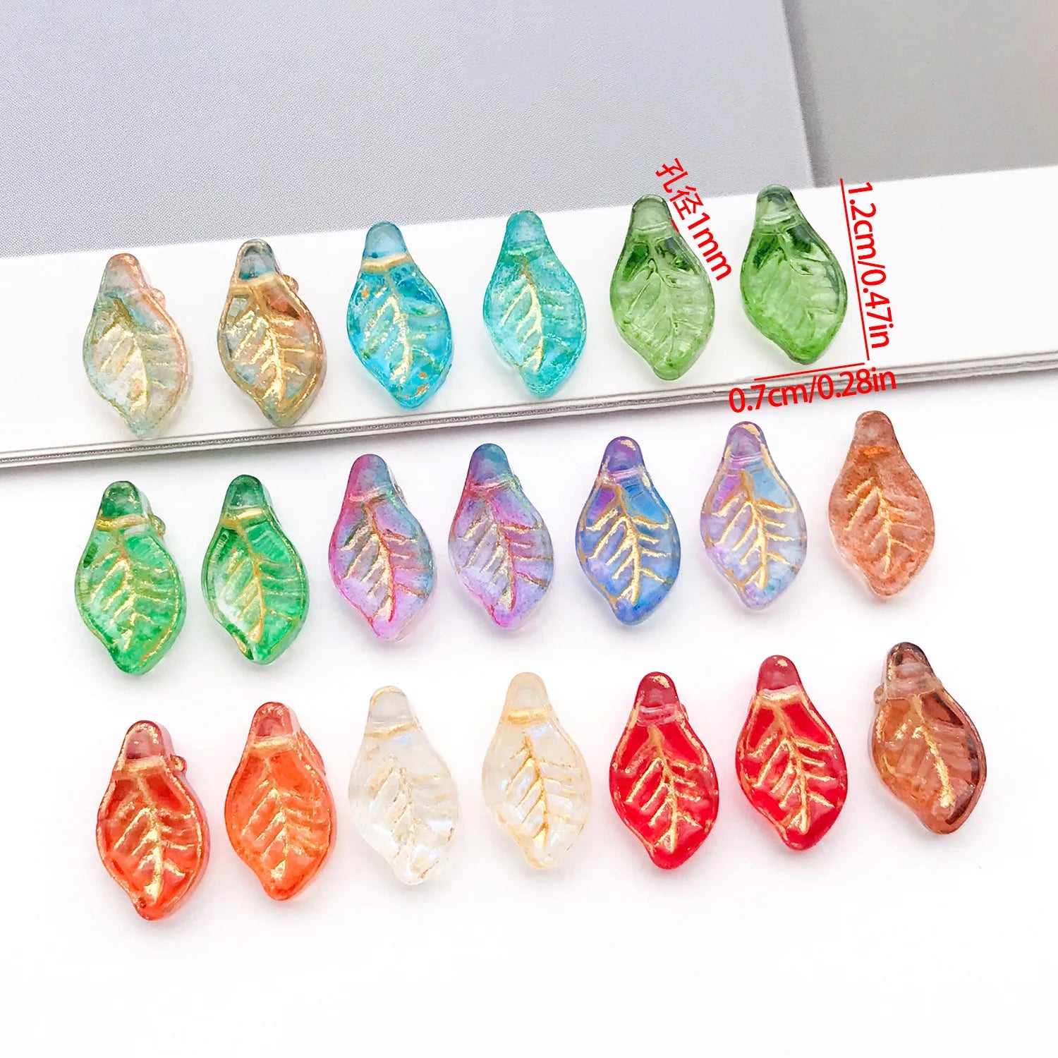 Glass Grape Leaf Mini Leaf Loose Beads for DIY Bracelet Necklace Beading Jewelry