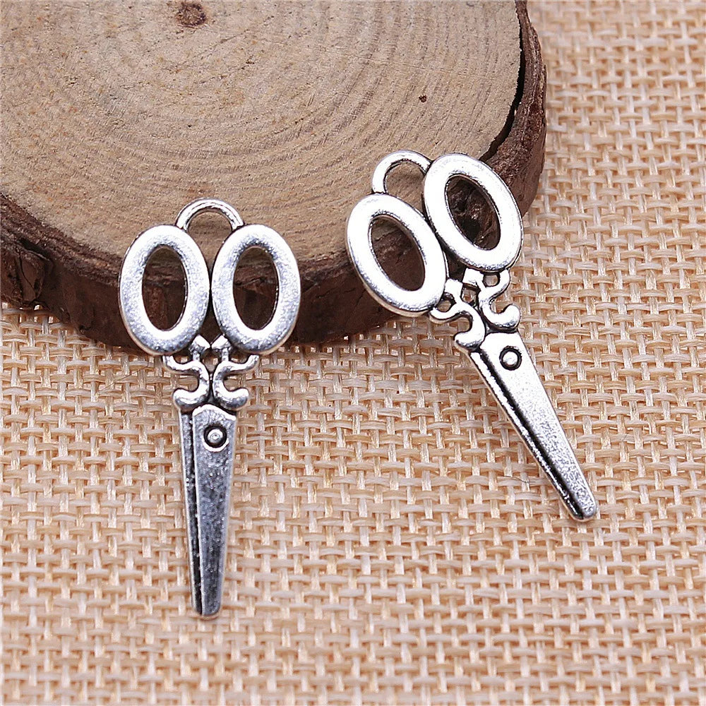 34x15mm 1.6g Multicolor Zinc Alloy Scissors Charm Pendant for DIY Sewing Theme Jewelry Making
