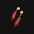 Vintage Red Firecracker Tassel Alloy Enamel Stud & Clip On No Piercing Chinese New Year Earrings