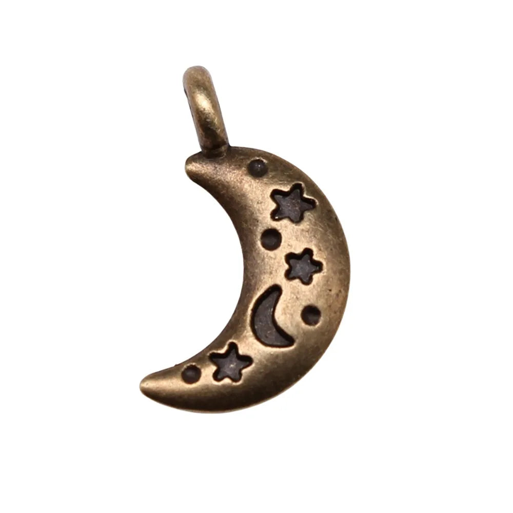 12x19mm 0.8g Multicolor Zinc Alloy Moon Star Charm Pendant for DIY Necklace Bracelet Jewelry Making