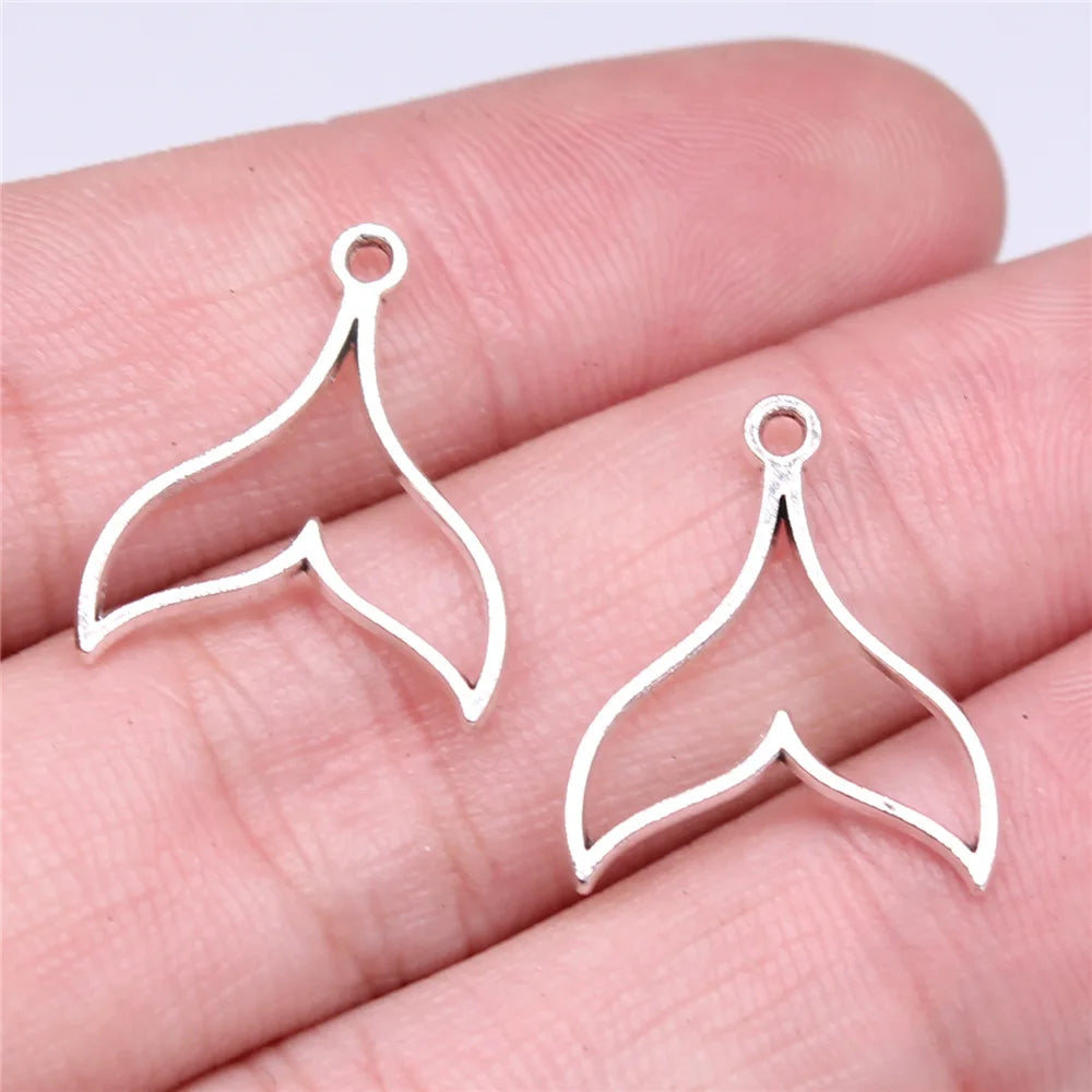 20x17mm 0.49g Multicolor Zinc Alloy Hollow Whale Tail Charm Pendant for Ocean Jewelry Making