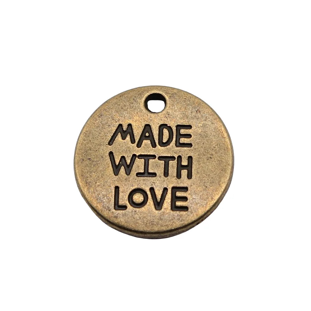 19x19mm 2.8g Zinc Alloy Made with Love Letter Charm Pendant for DIY Handmade Jewelry Accessories