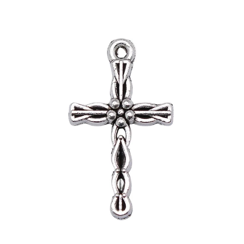 24x13mm 1.1g Antique Silver Zinc Alloy Cross Charm Pendant for DIY Necklace Bracelet Jewelry Making