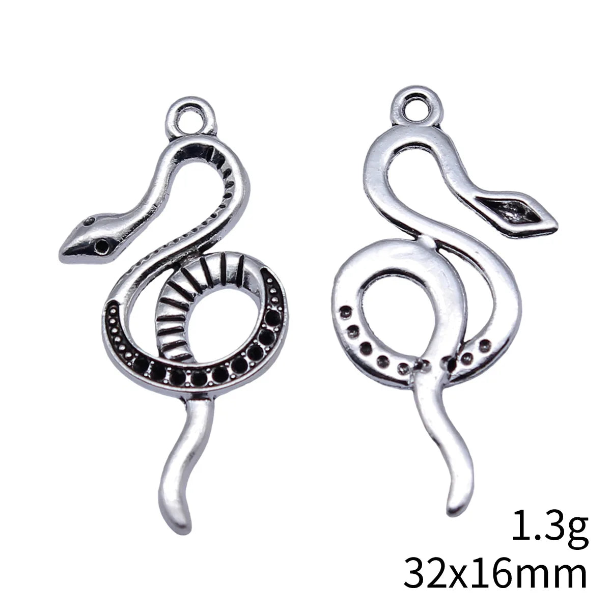32x16mm 1.3g Antique Silver Zinc Alloy Snake Charm Pendant for Vintage DIY Jewelry Making