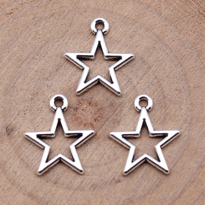 14x16mm 0.53g Antique Silver Zinc Alloy Five-Point Star Charm Pendant for DIY Necklace Bracelet Making