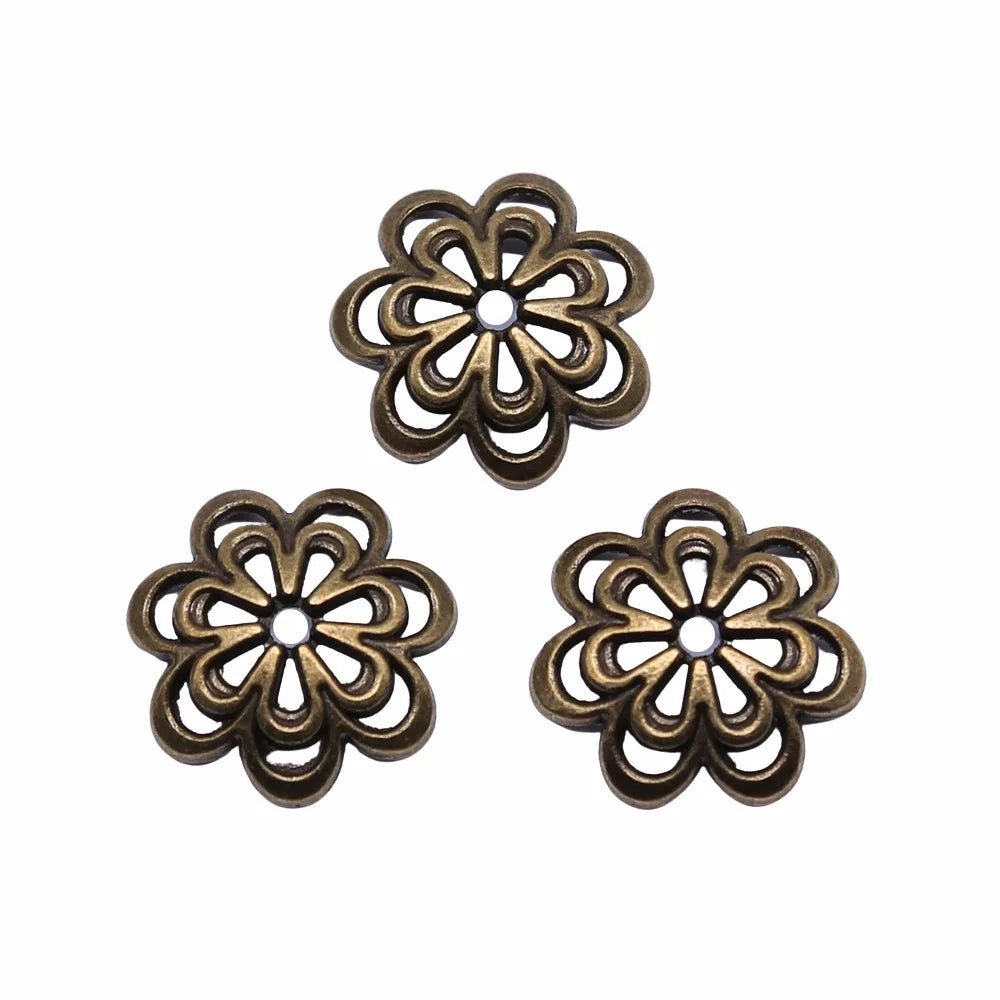 14mm 0.7g Multicolor Zinc Alloy Flower Bead Caps for DIY Necklace Bracelet Earring Making