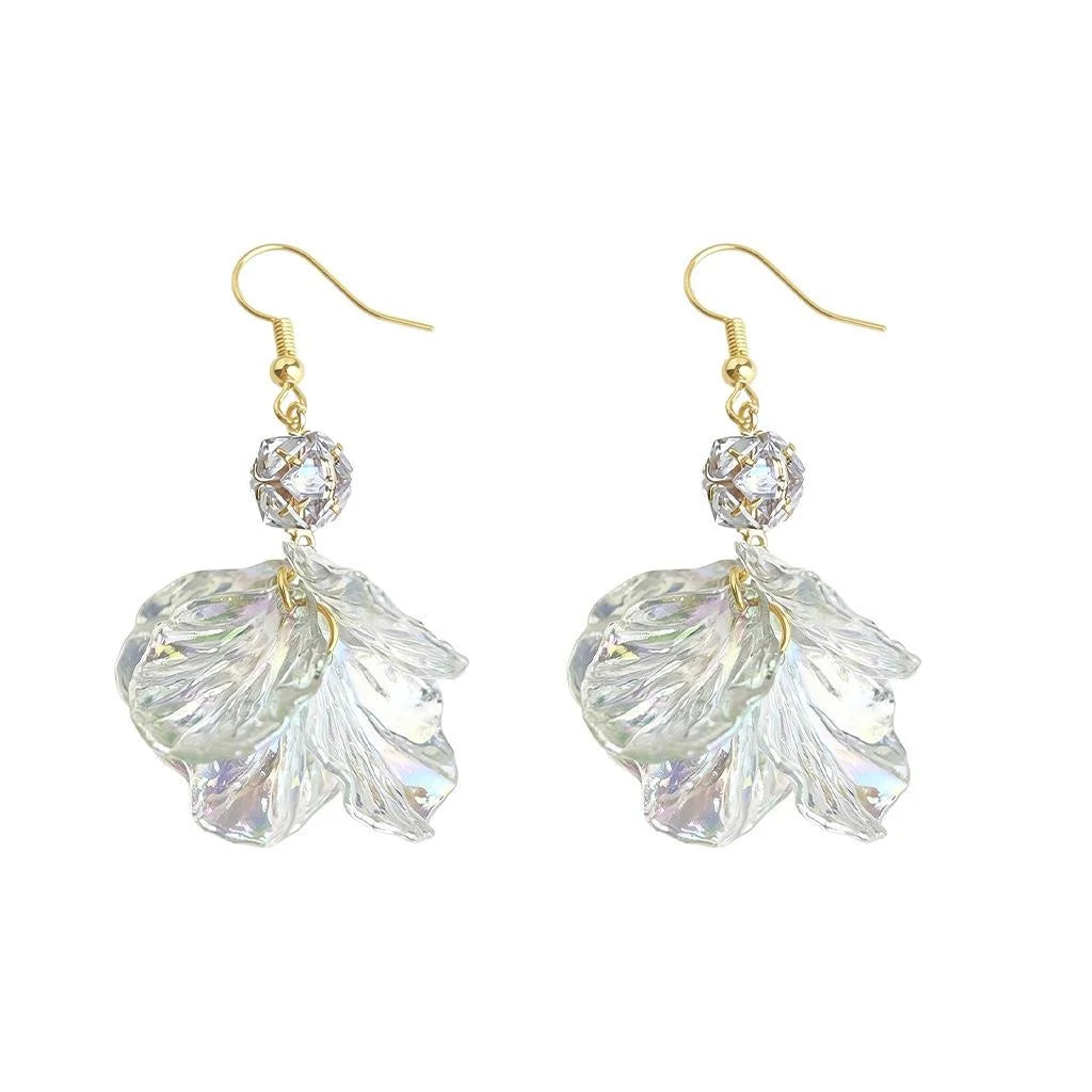 Vacation Style Colorful Zircon Flower Tassel Drop Earrings, Copper Sweet Summer Jewelry