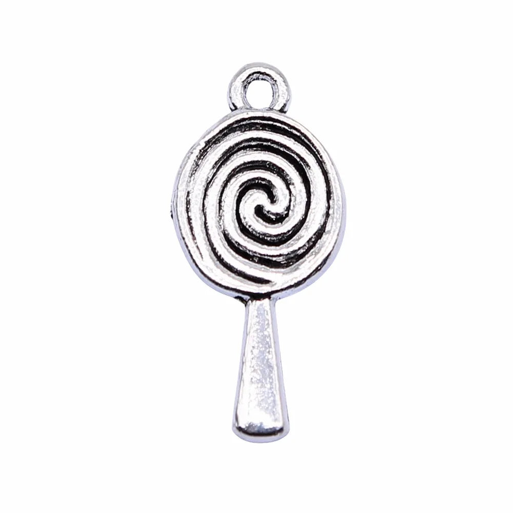 24x11mm 1.2g Antique Silver Zinc Alloy Lollipop Charm Pendant for DIY Necklace Bracelet Making