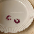 Silver Plated Grape Purple Resin C-Shaped Stud Earrings For Women Elegant Jewelry